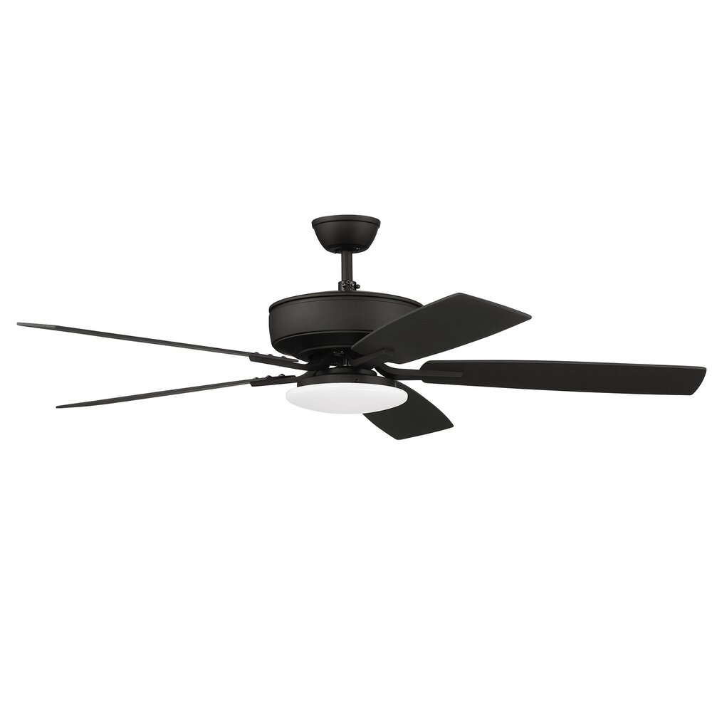 52" Pro Plus Fan With Low Profle Light Kit And Blades In Espresso And Frost White Acrylic Fixture