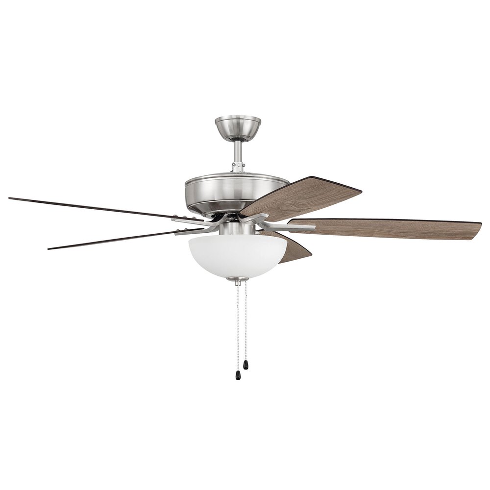 52" Fan With Light Kit And Blades In Brushed Polished Nickel And Frost White Glass