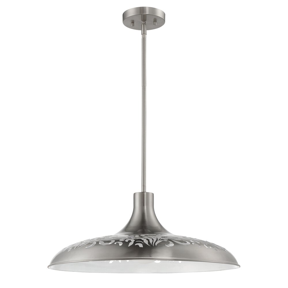 1 Light Pendant In Brushed Polished Nickel And Brushed Polished Nickel Steel Fixture
