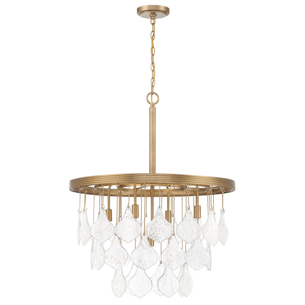 5 Light Pendant In Satin Brass And Clear Glass