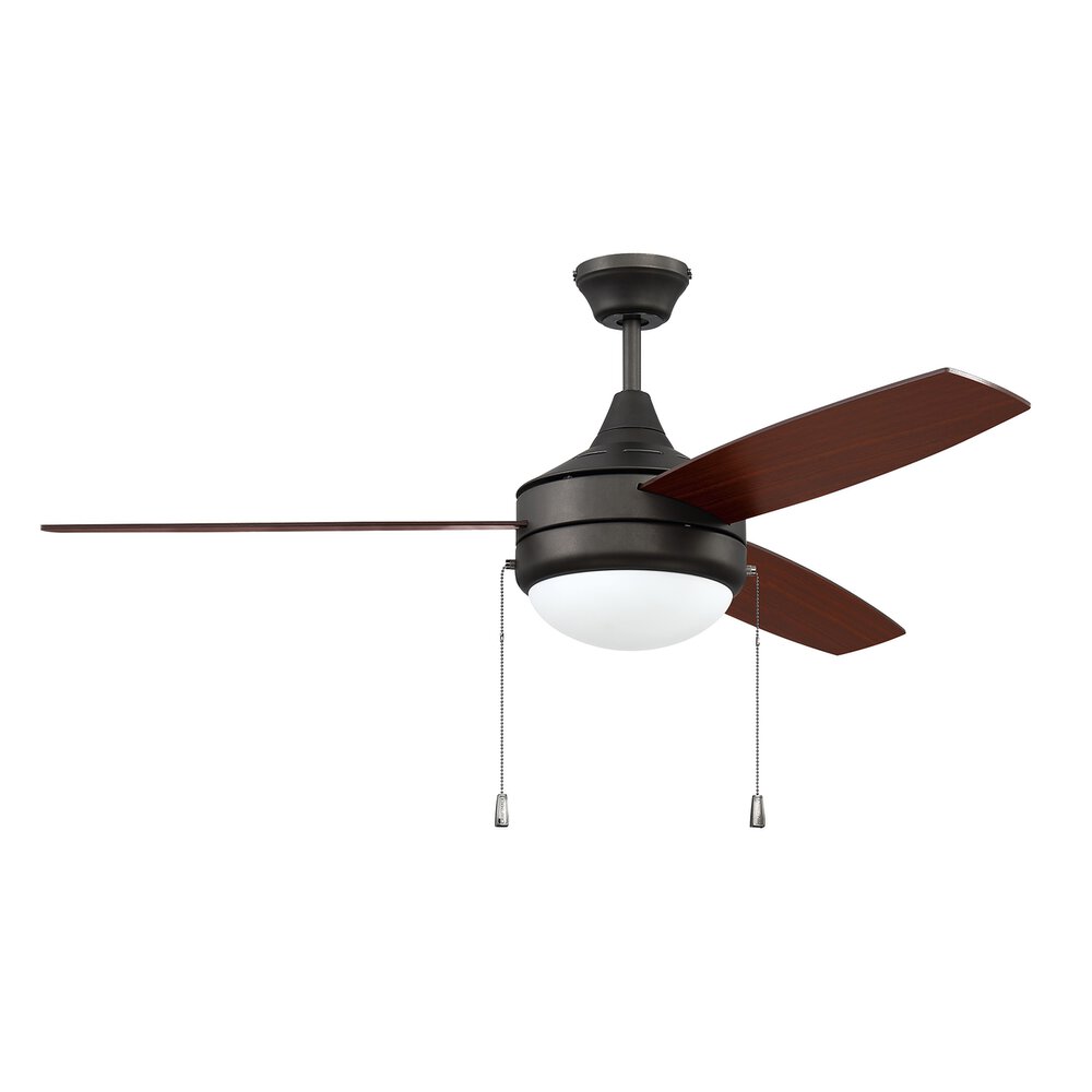52" Ceiling Fan With Blades And Light Kit In Espresso And Frost White Acrylic Fixture