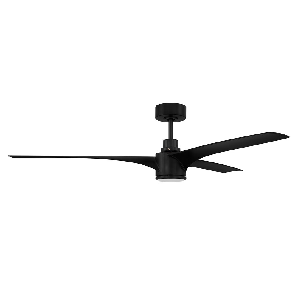 60" Ceiling Fan With Blades Inlcuded And Light Kit Included In Flat Black And Frost White Acrylic Fixture