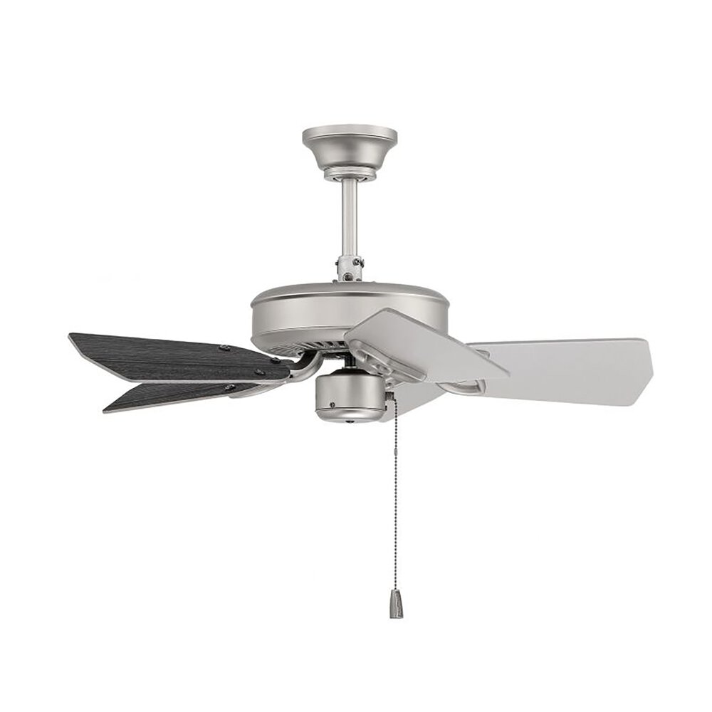 30" Ceiling Fan With Blades Included In Brushed Satin Nickel