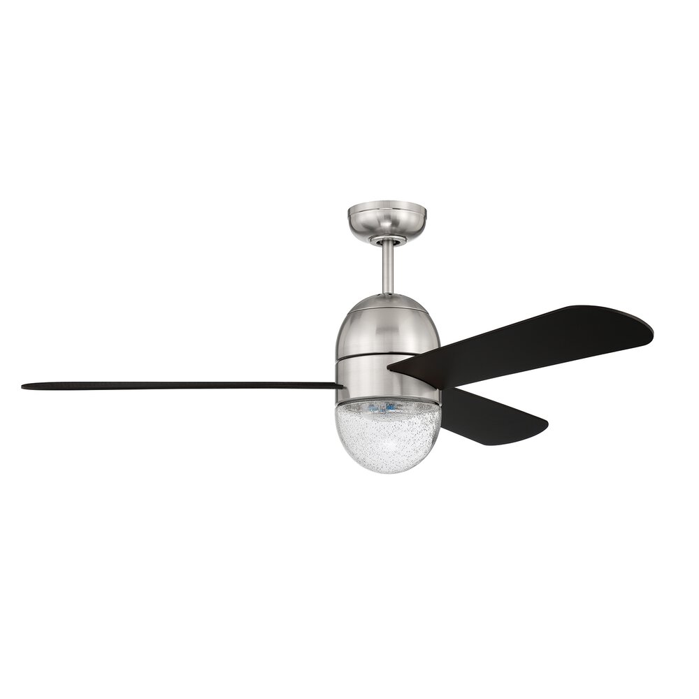 52" Fan In Brushed Polished Nickel And Seeded Glass