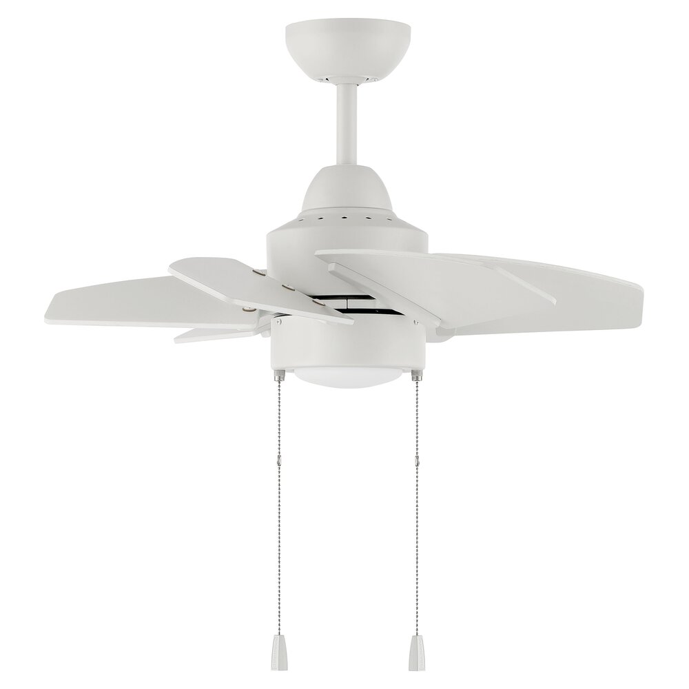 24" Ceiling Fan With Blades And Light Kit In White And Frost White Glass