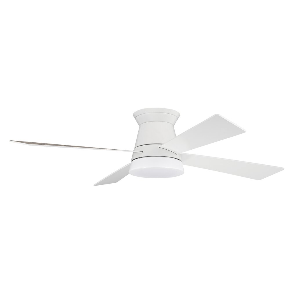 52" Indoor Flushmount Fan With Blades Included In White And Frost White Glass