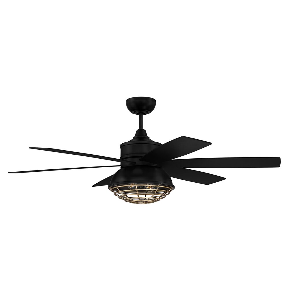 52" Ceiling Fan with Wifi Control and Integrated Light Kit In Flat Black/Satin Brass