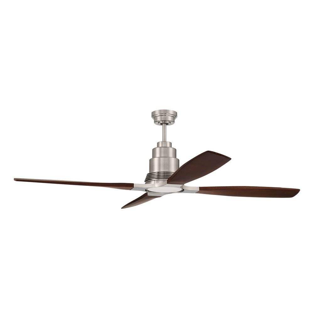 60" Ceiling Fan (Blades Included) In Brushed Polished Nickel And Frost White Glass