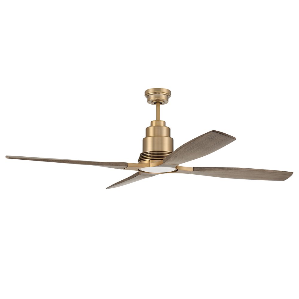 60" Ceiling Fan (Blades Included) In Satin Brass And Frost White Glass