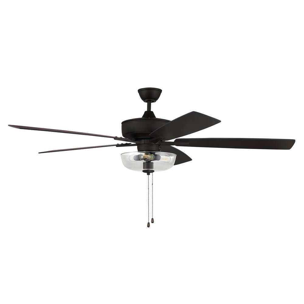 60" Super Pro Fan With Light Kit And Blades In Espresso And Clear Glass