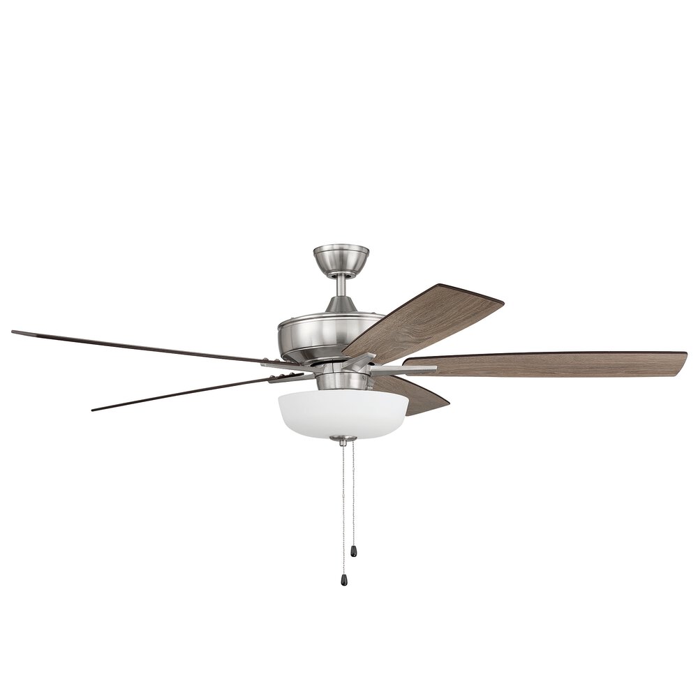 60" Super Pro Fan With Light Kit And Blades In Brushed Polished Nickel And Frost White Glass