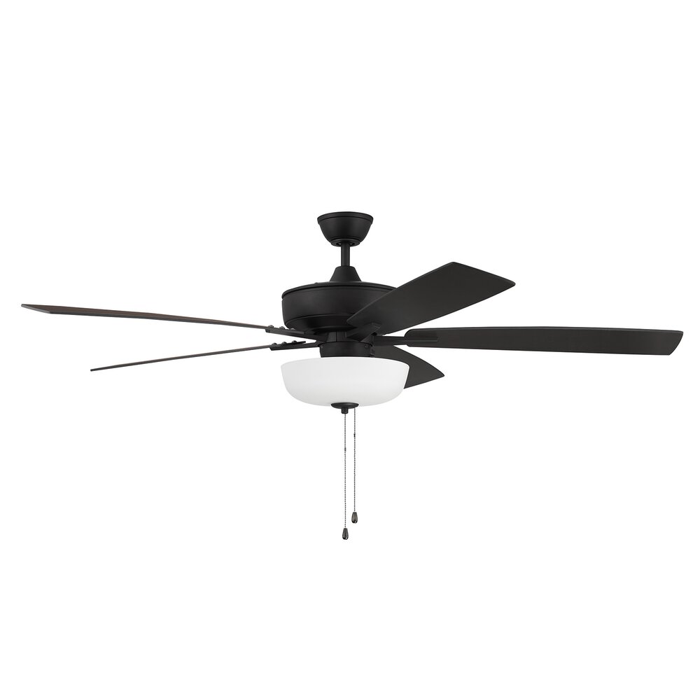 60" Super Pro Fan With Light Kit And Blades In Espresso And Frost White Glass