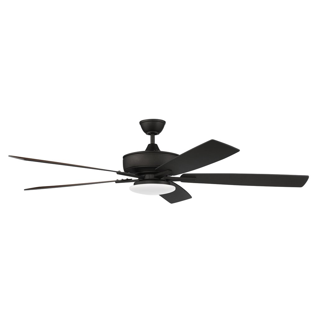 60" Super Pro Fan With Low Profile Light Kit And Blades In Espresso And Frost White Acrylic Fixture