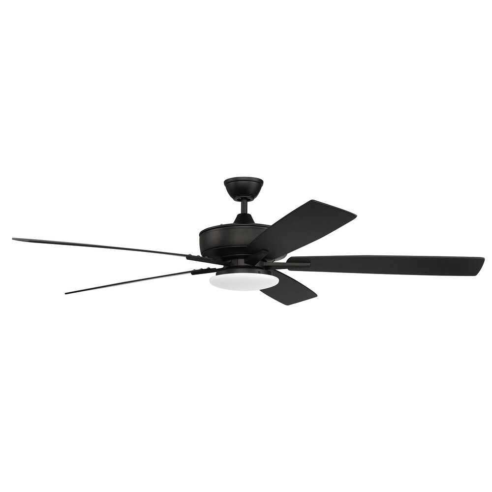 60" Super Pro Fan With Low Profile Light Kit And Blades In Flat Black And Frost White Acrylic Fixture