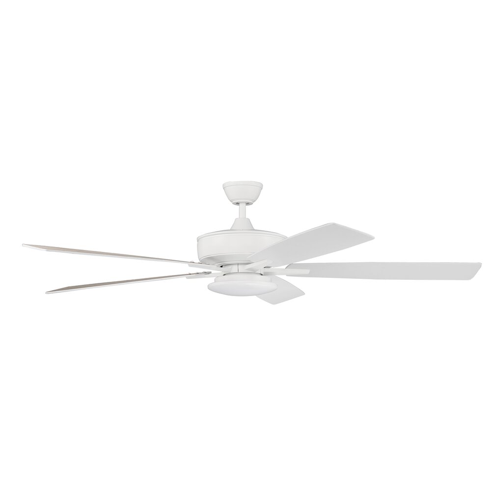 60" Super Pro Fan With Low Profile Light Kit And Blades In White And Frost White Acrylic Fixture