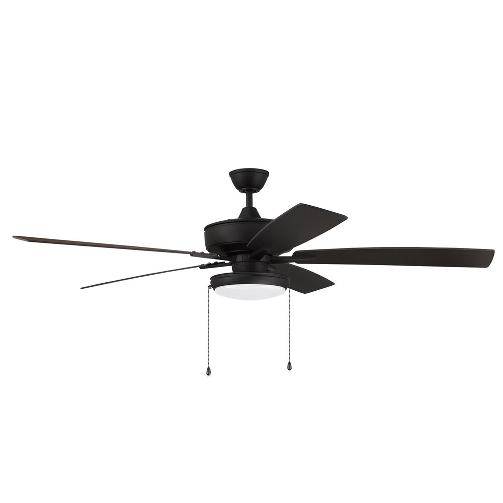 60" Super Pro Fan With Slim Pan Light Kit And Blades In Espresso And Frost White Acrylic Fixture