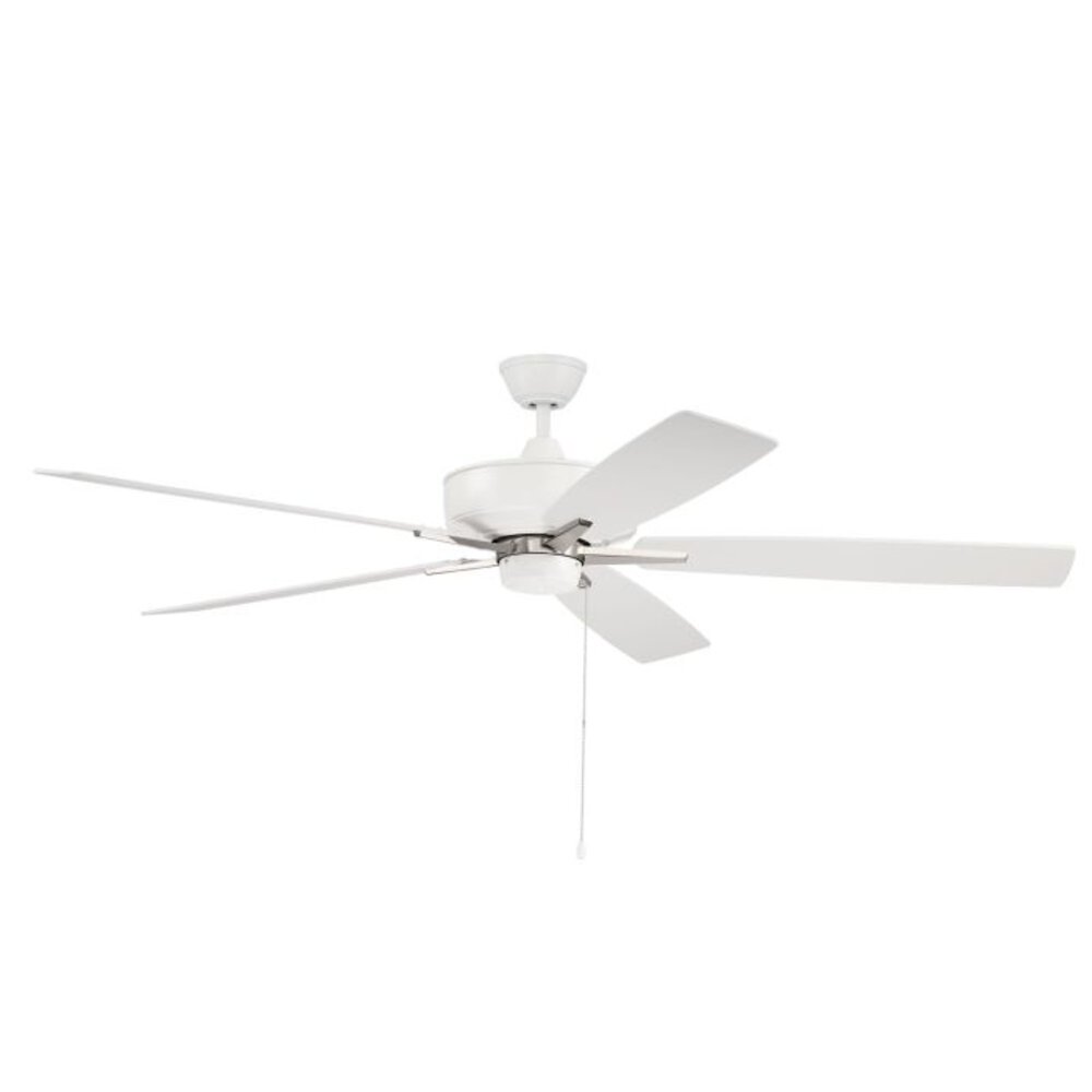 60" Super Pro Ceiling Fan With Blades In White / Polished Nickel