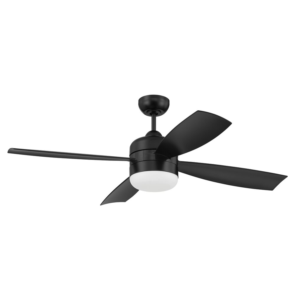 52" Ceiling Fan (Blades Included) In Flat Black And Frost White Acrylic Fixture