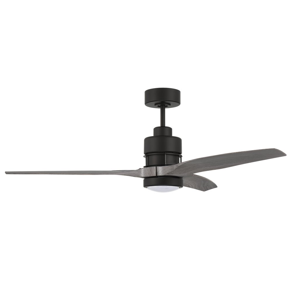 52" Ceiling Fan With Blades Included In Flat Black And Frost White Acrylic Fixture