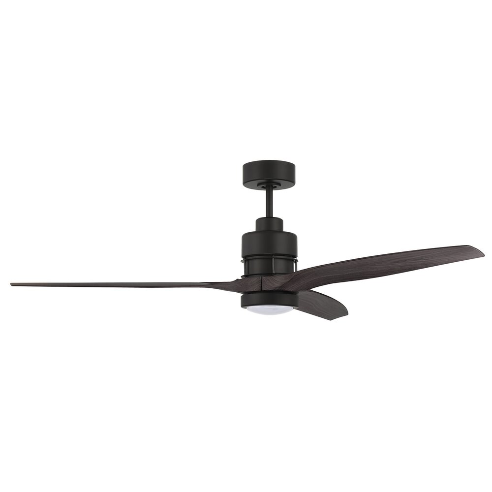 60" Ceiling Fan With Blades Included In Flat Black And Frost White Acrylic Fixture