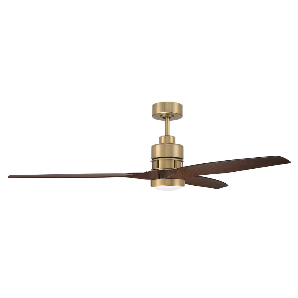 60" Ceiling Fan With Blades Included In Satin Brass And Frost White Acrylic Fixture