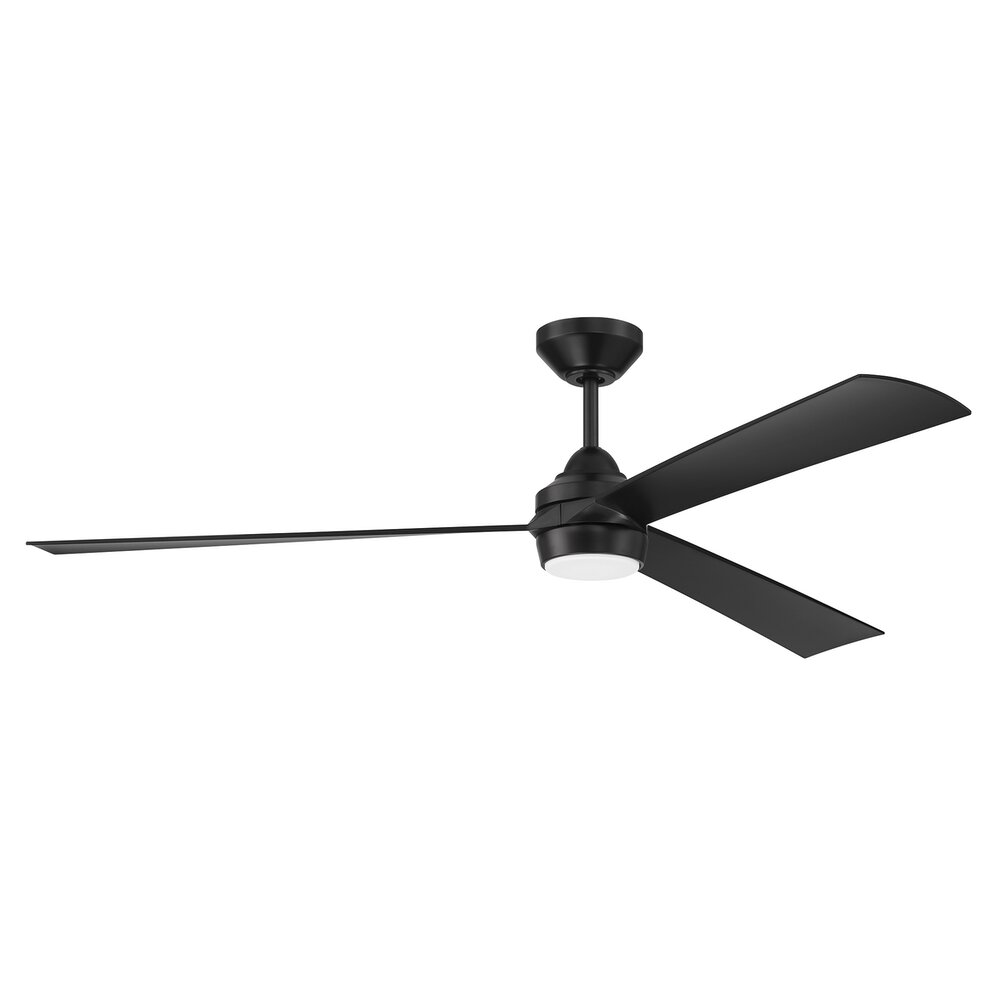 60" Ceiling Fan (Blades Included) In Flat Black And Frost White Acrylic Fixture