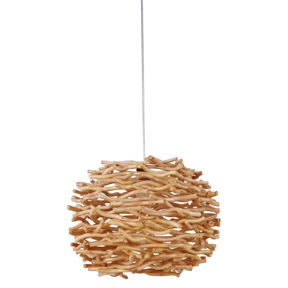 Portable Swag Pendant with Natural Wood Shade in Natural