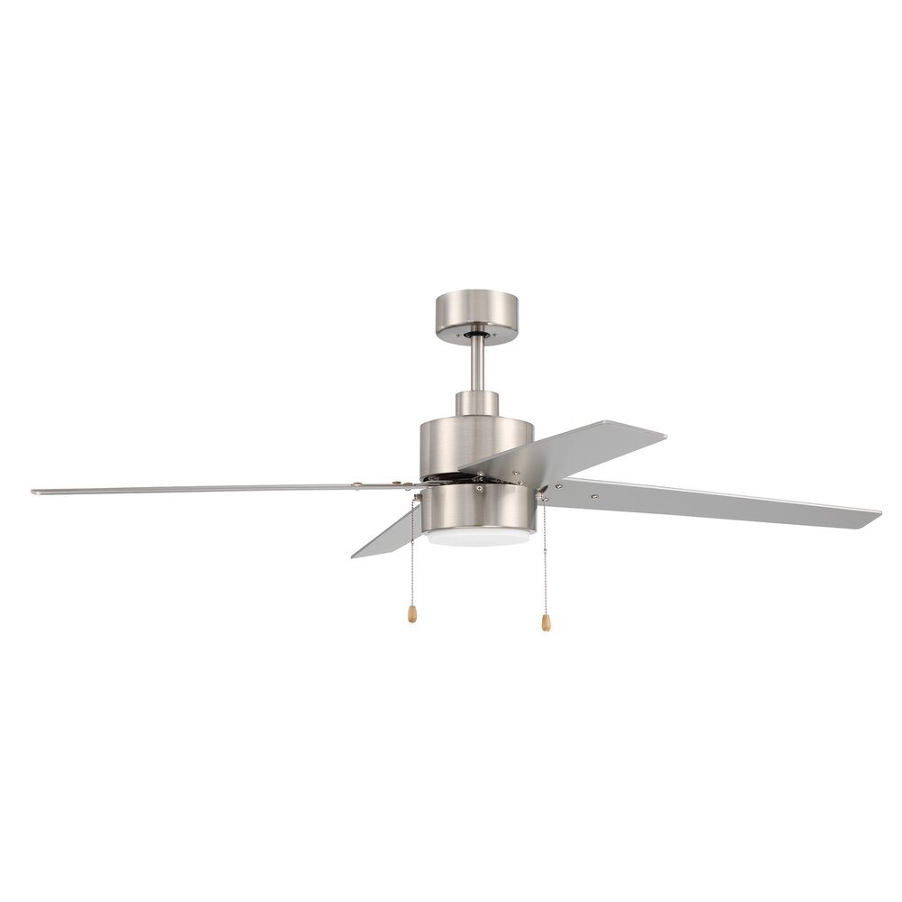 52" Ceiling Fan With Blades Included In Brushed Polished Nickel And Frost White Glass