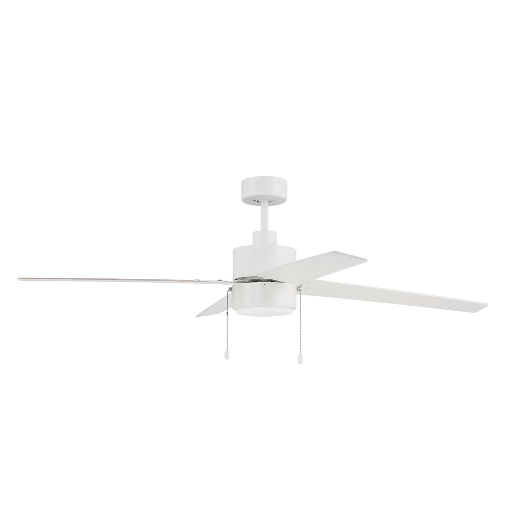 52" Ceiling Fan With Blades Included In White And Frost White Glass