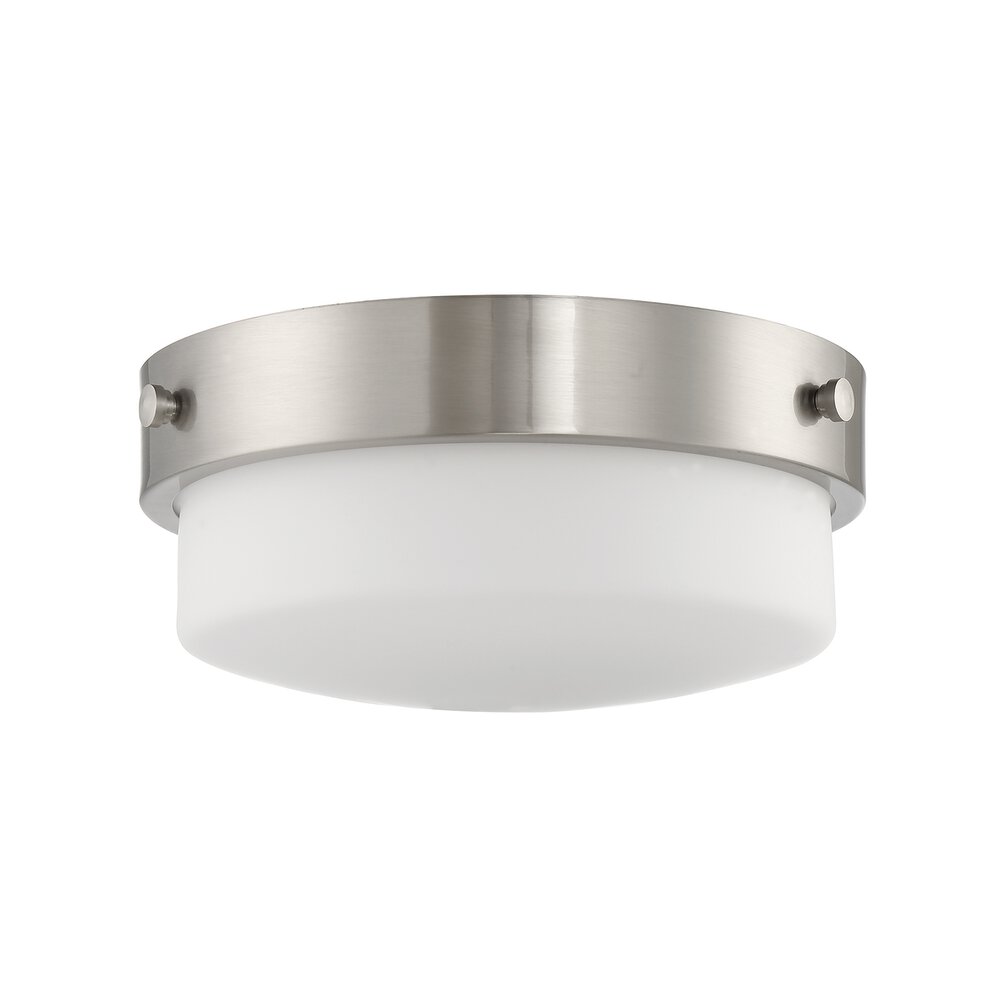 13.75" 2 Light Flushmount In Brushed Polished Nickel And Frost White Glass