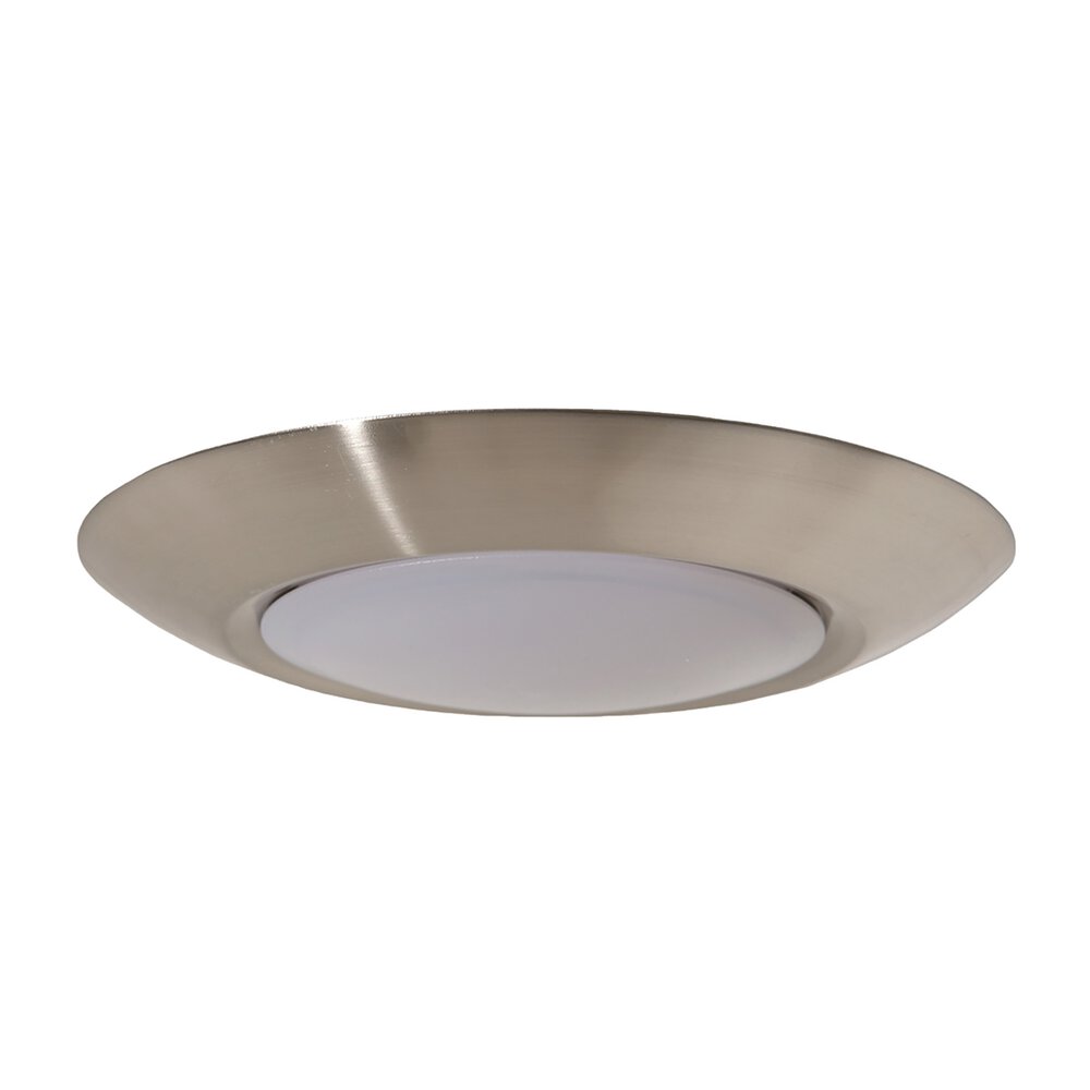 6" Led Slim Line Flushmount In Brushed Polished Nickel And Frosted Acrylic Fixture