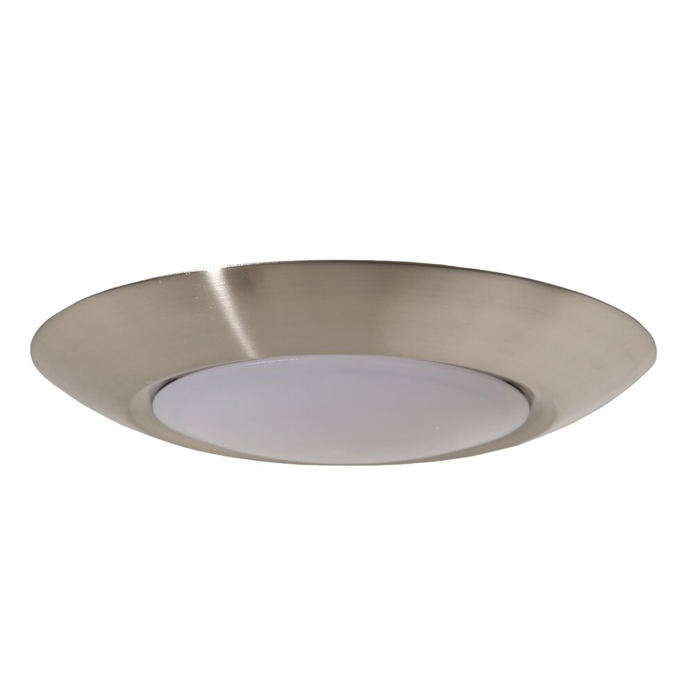 6" Led Slim Line Flushmount In Brushed Polished Nickel And Frosted Acrylic Fixture
