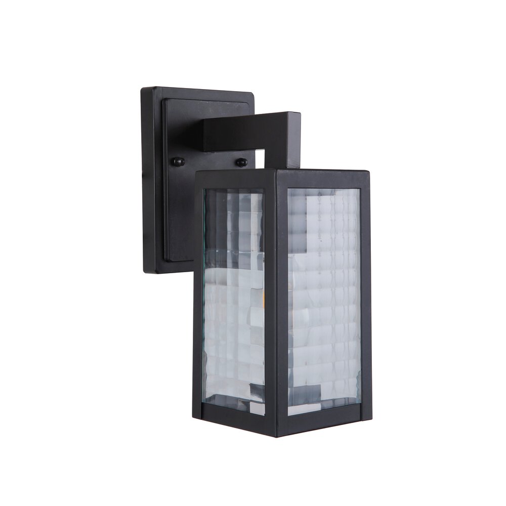 1 Light Small Wall Mount In Midnight And Square Patterned Glass