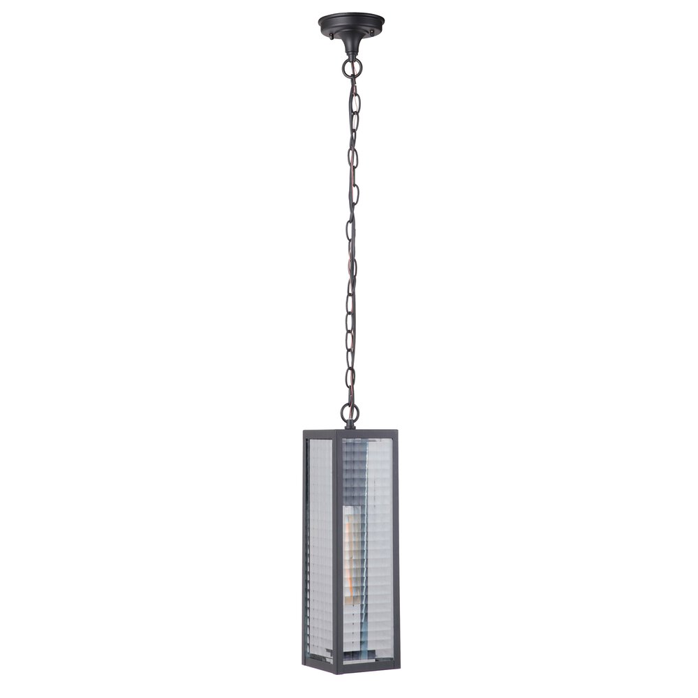 1 Light Large Pendant In Midnight And Square Patterned Glass