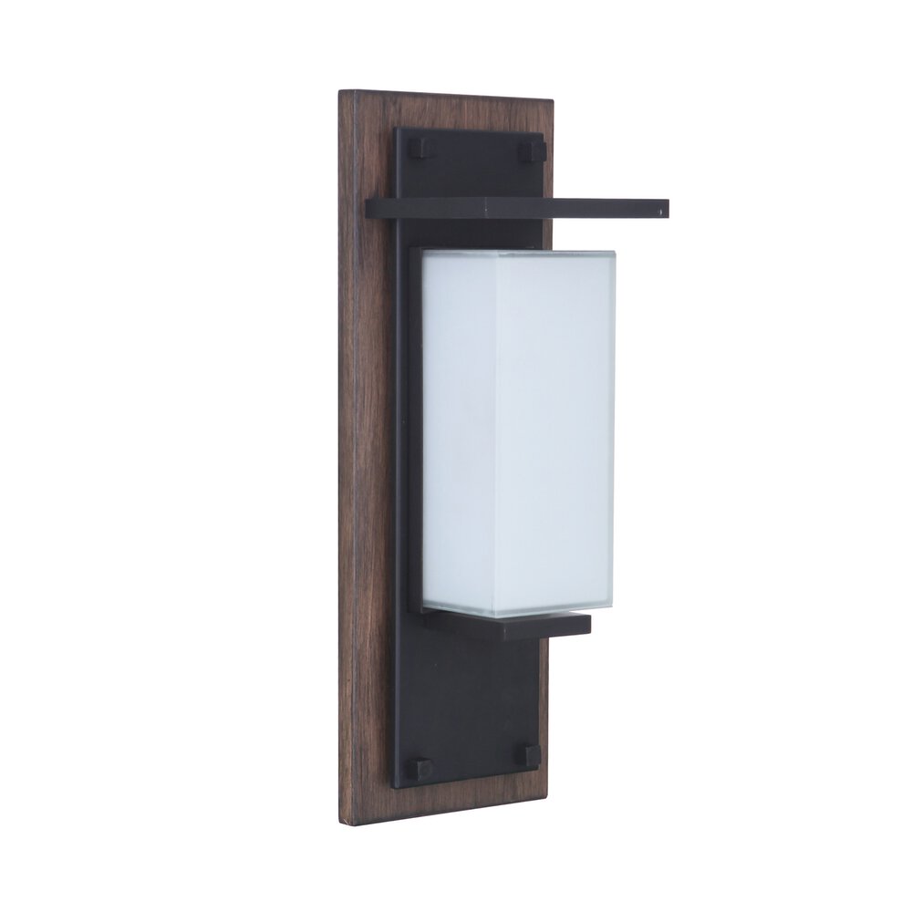Small Led Outdoor Pocket Lantern In Whiskey Barrel / Midnight And Frost White Glass