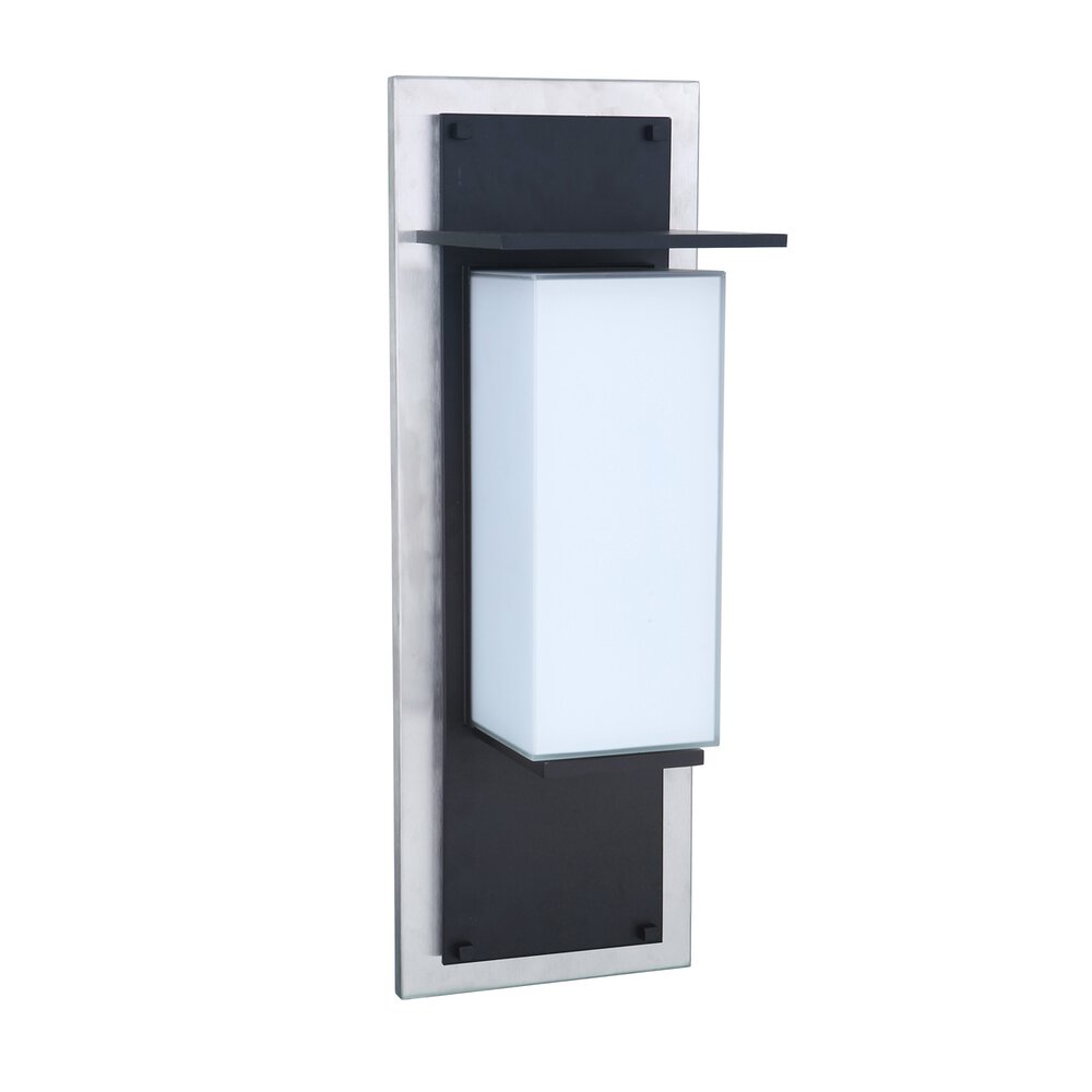 Medium Led Outdoor Pocket Lantern In Stainless Steel / Midnight And Frost White Glass
