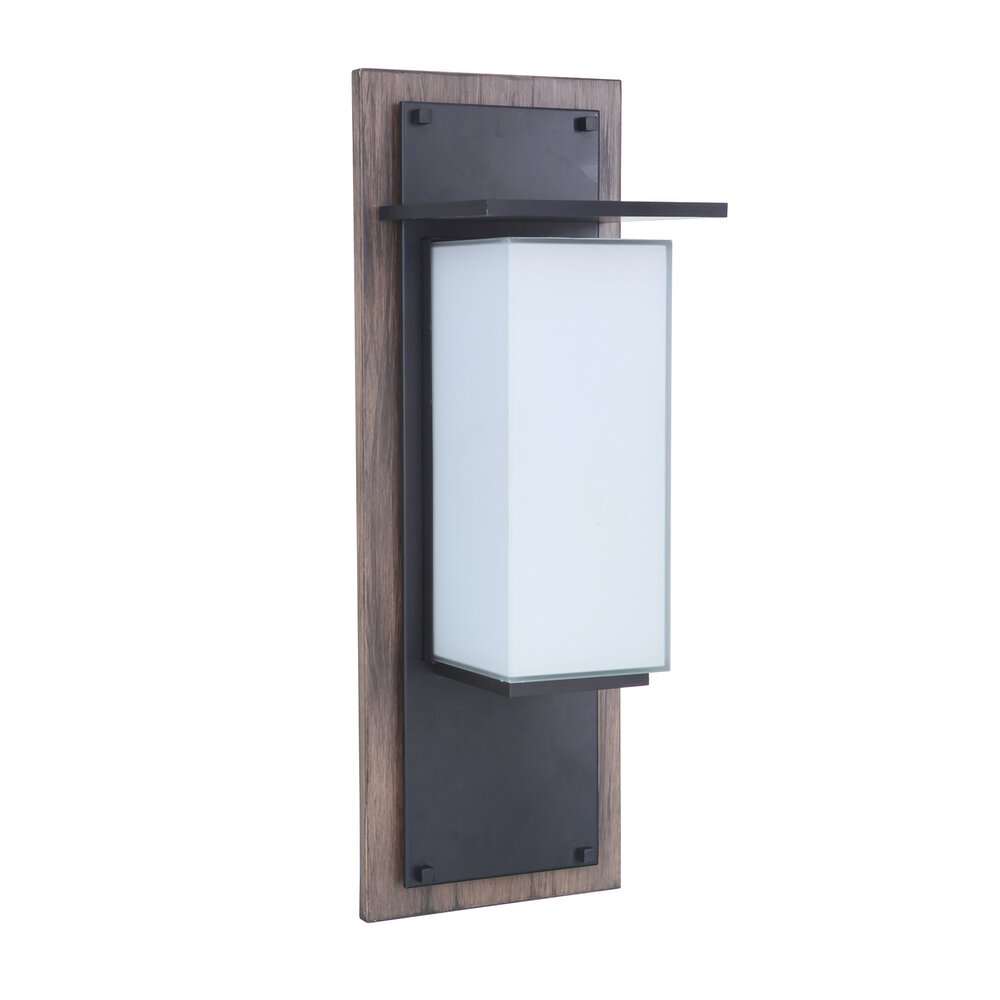 Medium Led Outdoor Pocket Lantern In Whiskey Barrel / Midnight And Frost White Glass