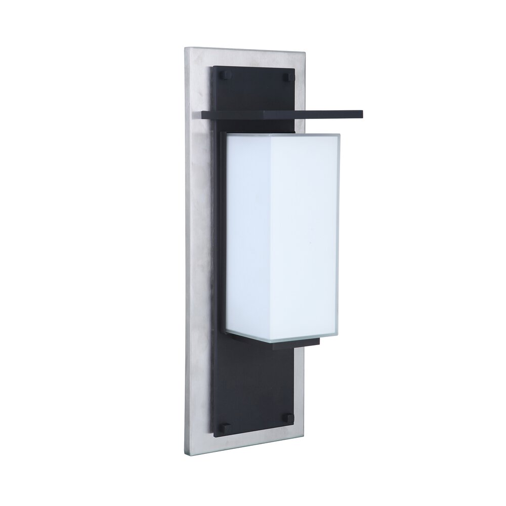 Large Led Outdoor Pocket Lantern In Stainless Steel / Midnight And Frost White Glass