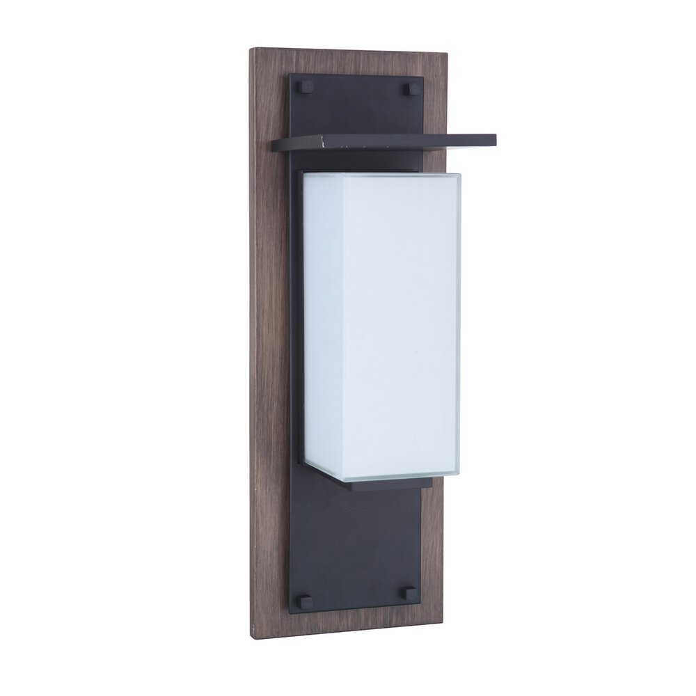 Large Led Outdoor Pocket Lantern In Whiskey Barrel / Midnight And Frost White Glass
