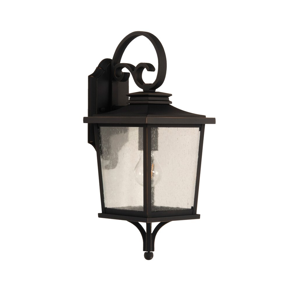 Small 1 Light Outdoor Lantern In Dark Bronze Gilded And Seeded Glass