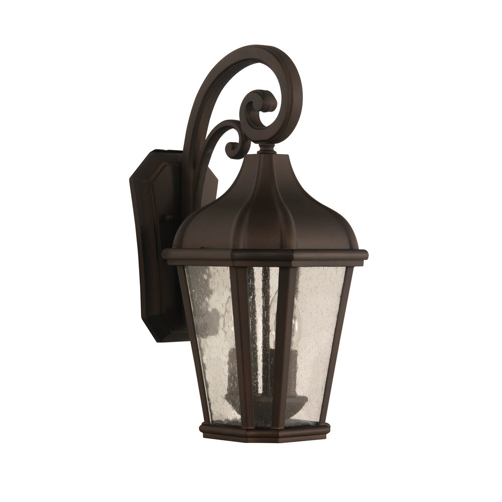 Large 3 Light Outdoor Lantern In Dark Coffee And Seeded Glass