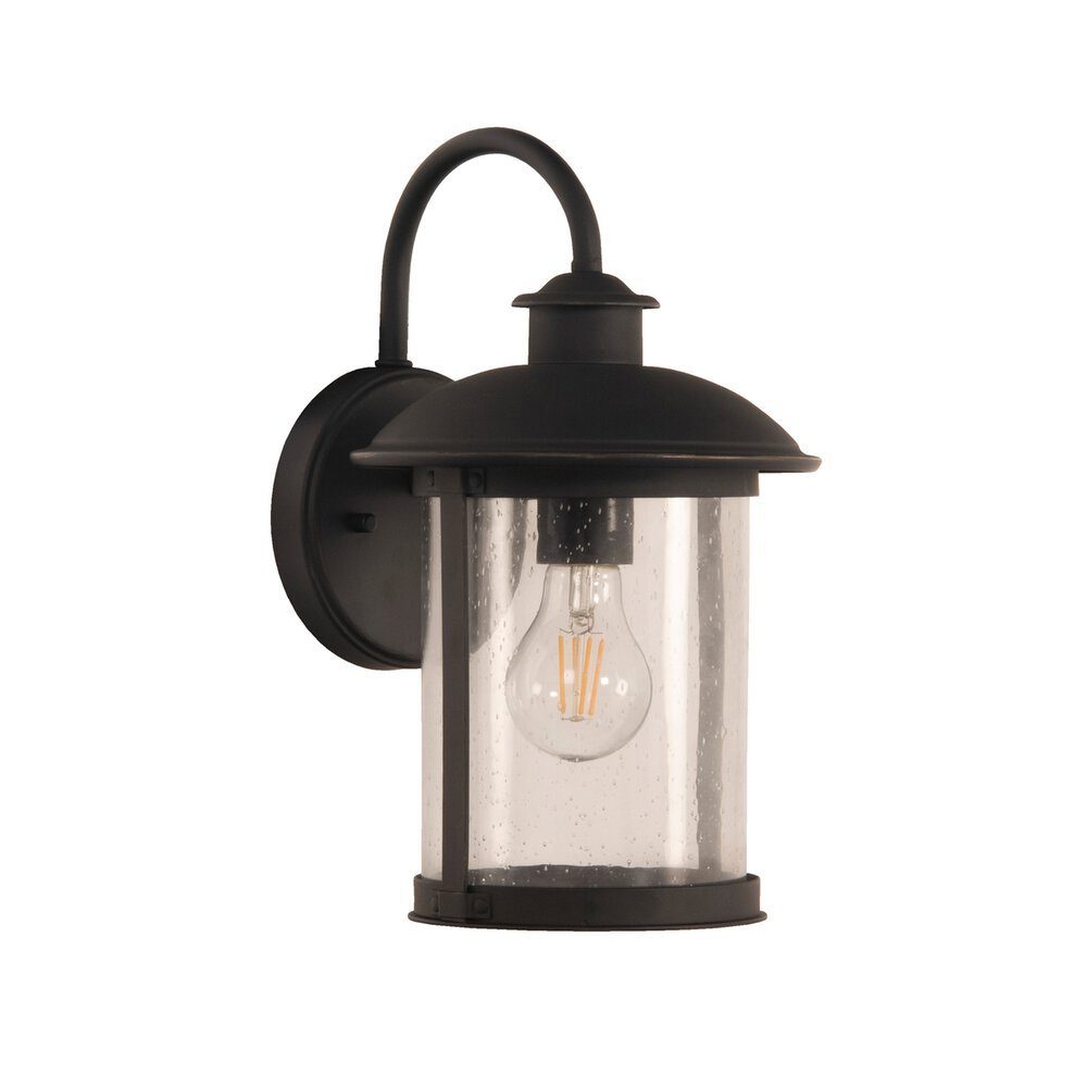 Small 1 Light Outdoor Lantern In Dark Bronze Gilded And Seeded Glass
