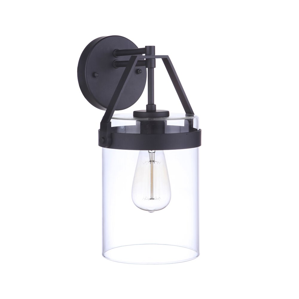 1 Light Large Outdoor Wall Mount In Midnight And Clear Glass