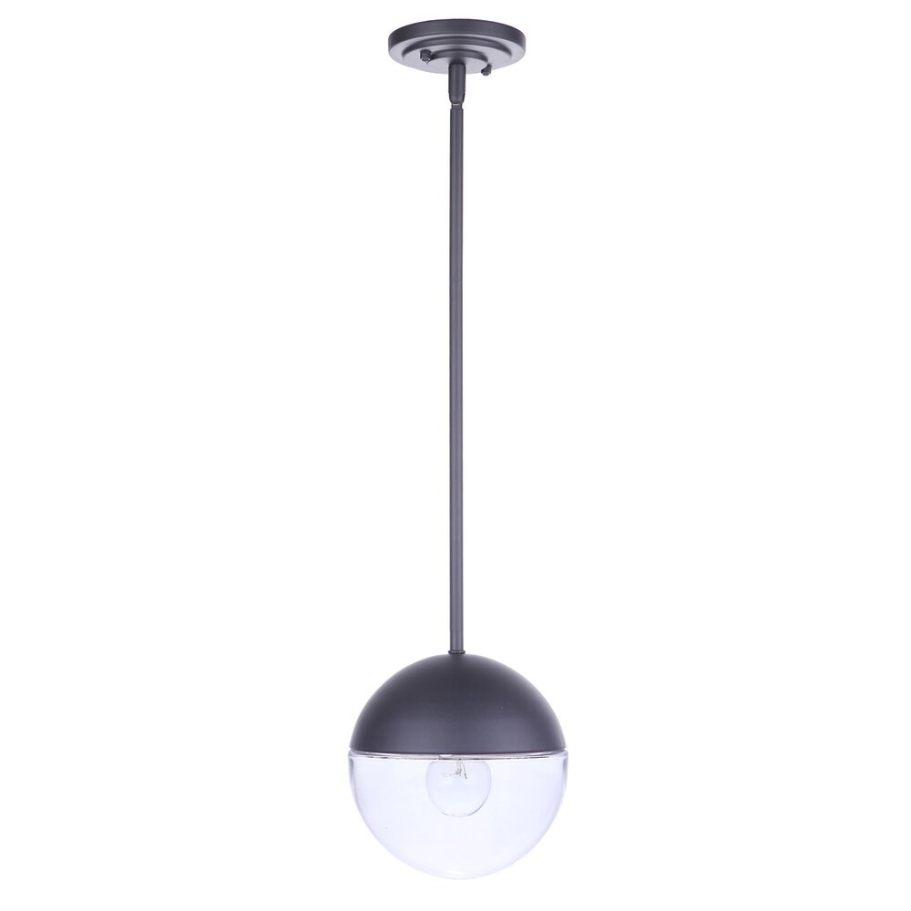 1 Light Outdoor Pendant In Midnight And Clear Glass
