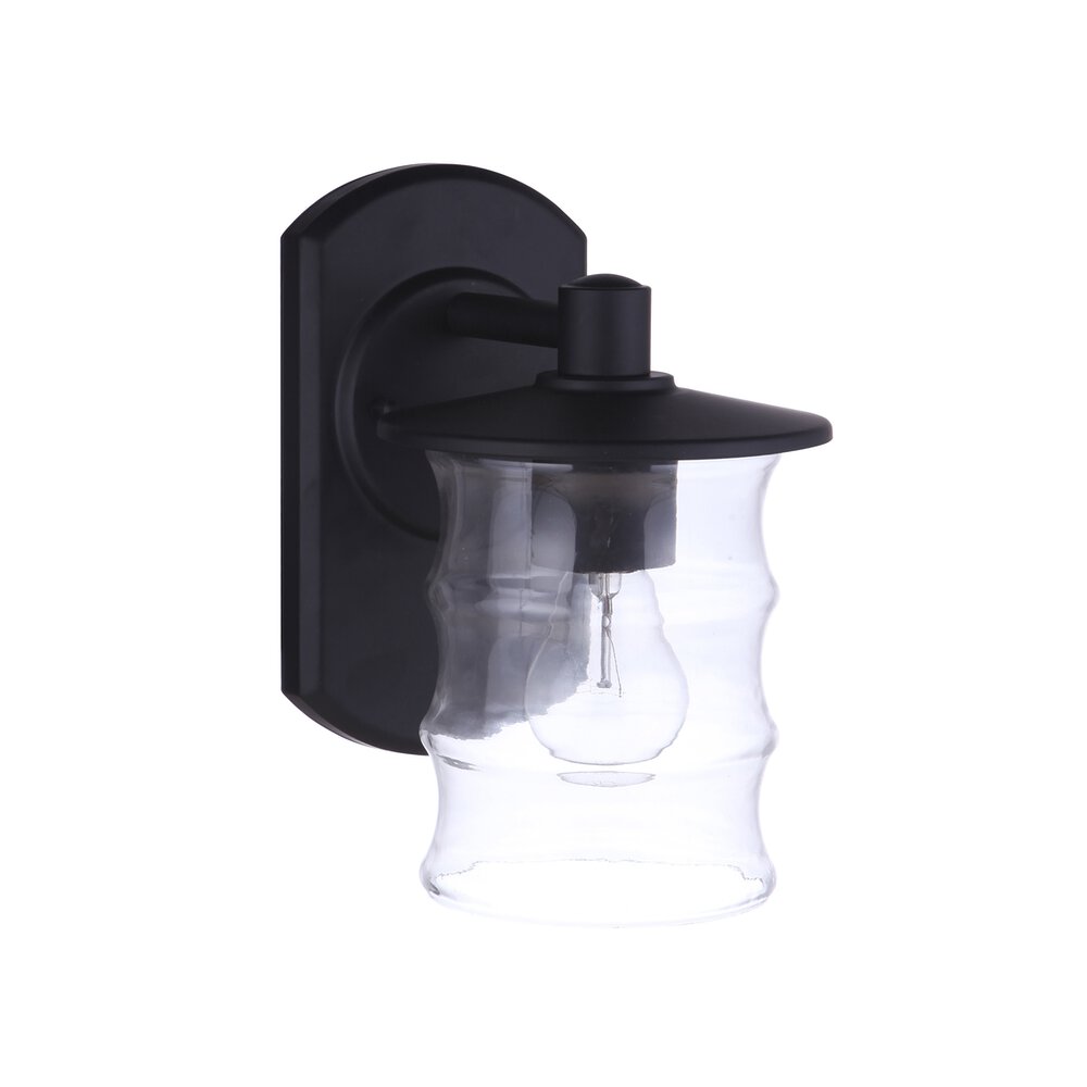 1 Light Small Outdoor Wall Mount In Midnight And Clear Glass