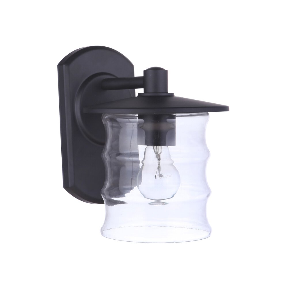 1 Light Medium Outdoor Wall Mount In Midnight And Clear Glass