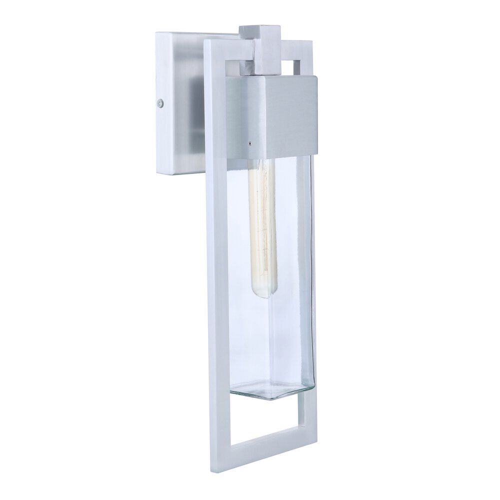 Medium 1 Light Wall Mount In Satin Aluminum And Seeded Glass