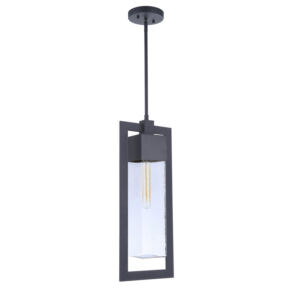 1 Light Outdoor Pendant In Midnight And Seeded Glass