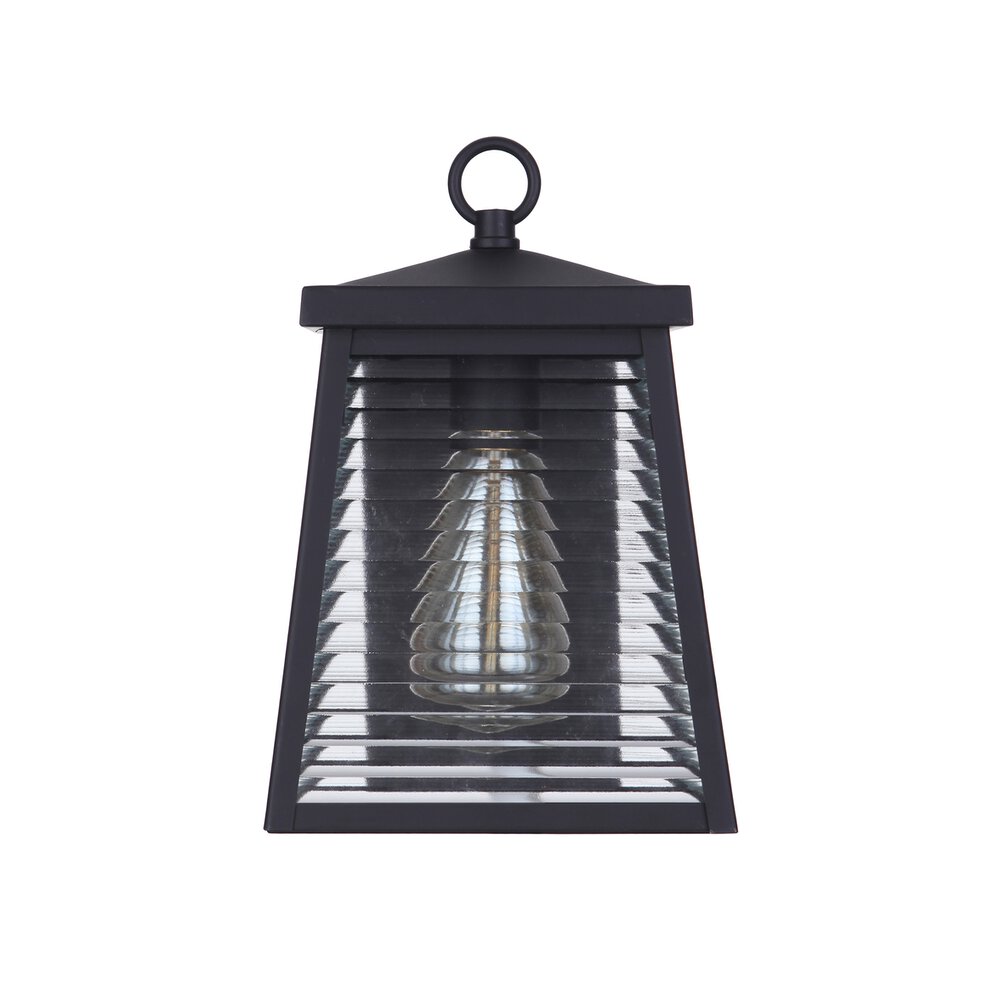 1 Light Small Outdoor Wall Mount In Midnight And Shiplap Glass