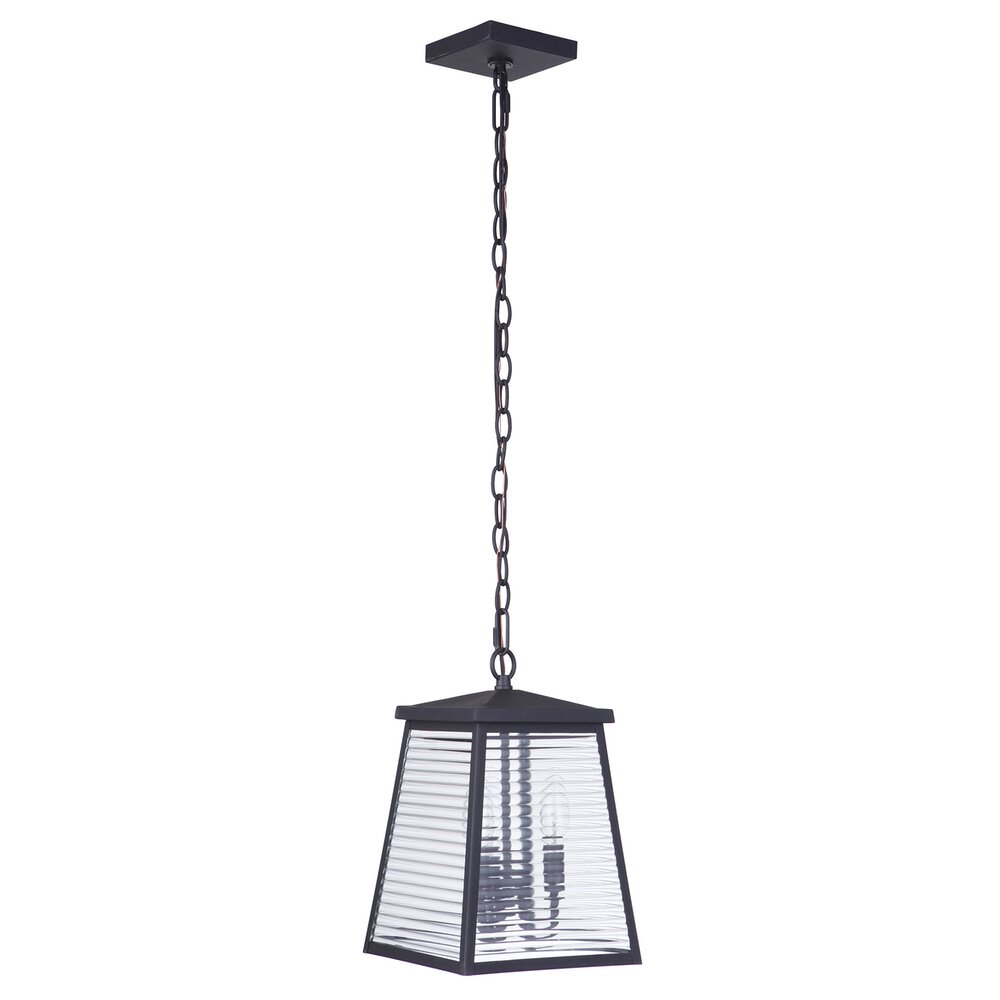 3 Light Outdoor Pendant In Midnight And Shiplap Glass